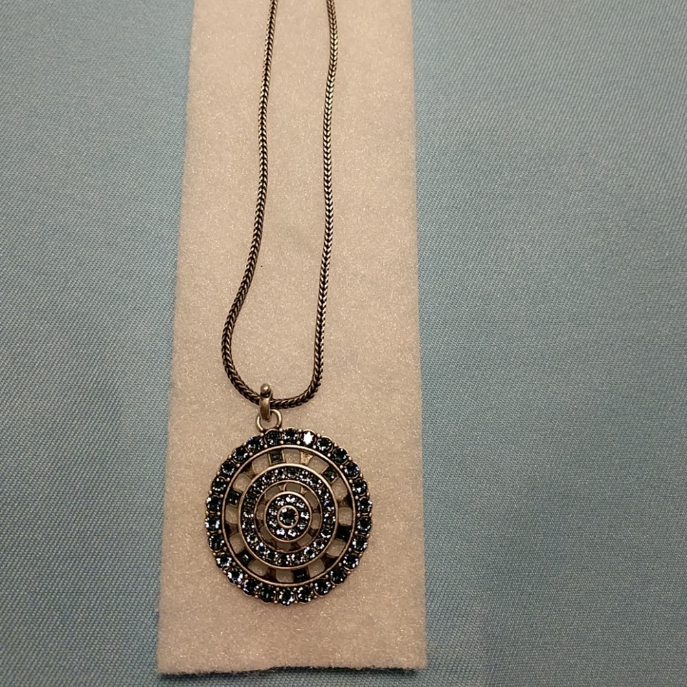 Denim Medallion Necklace